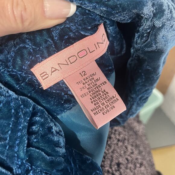 Bandolino Blazer Jacket Women's Size 12 Teal Velvet Floral Embroidered Boho - Picture 8 of 8